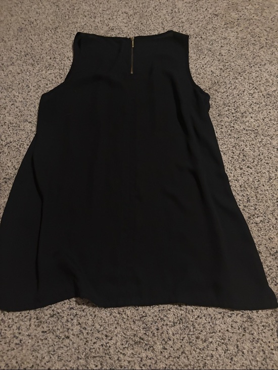 Express Black Sleeveless Mock Neck Top with Exposed Zip - Picture 3 of 3